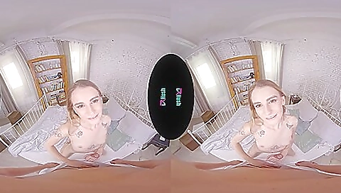 Hot chick fucks her tight pussy